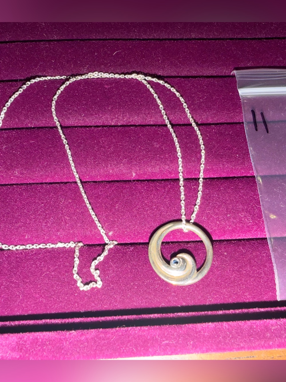 Brilliant Earth Silver Wave Pendant Necklace with Blue Accent